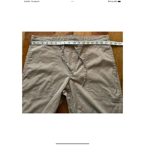 prAna Sutra Pants Women Medium (M) Hemp Khaki Wide Leg Drawstring Yoga Travel - Picture 9 of 9